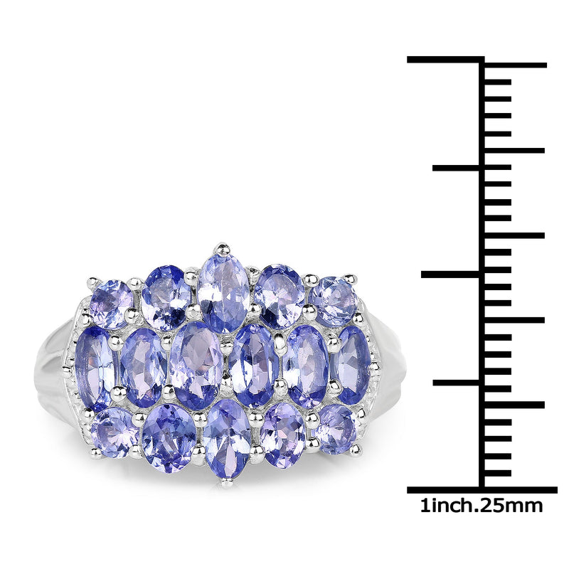 Bids.com 3.08 Carat Genuine Tanzanite .925 Sterling Silver Ring Rings