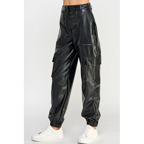 RELAXED VEGAN LEATHER CARGO PANTS