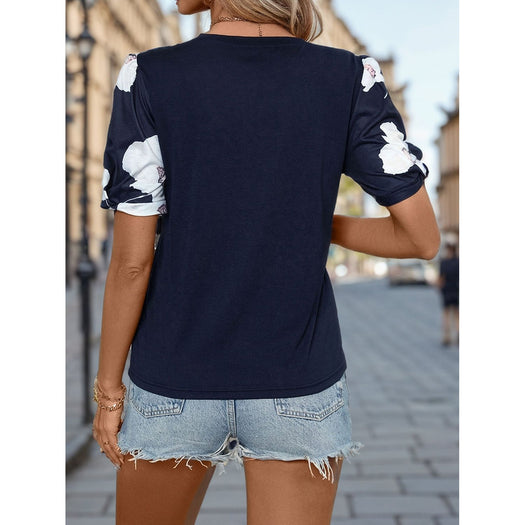 Printed Round Neck Short Sleeve T-Shirt