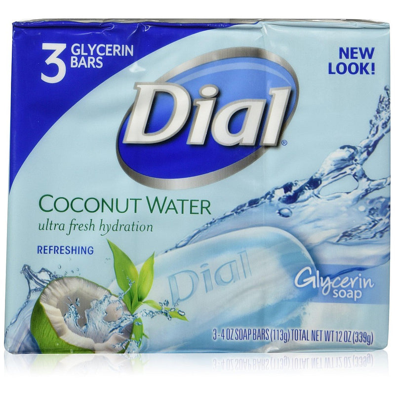 Dial Dial Glycerin Bar Soap Coconut Water Refreshing 3 Bars 4 Oz Bar Soap Light Steel Blue