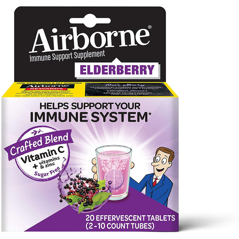 Airborne Airborne Immune Support Supplement, Elderberry, Effervescent Tablets Vitamins & Supplements