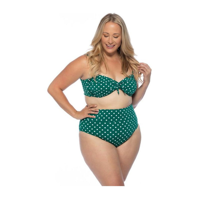 GREEN POLKA DOT HIGH WAIST BIKINI SET