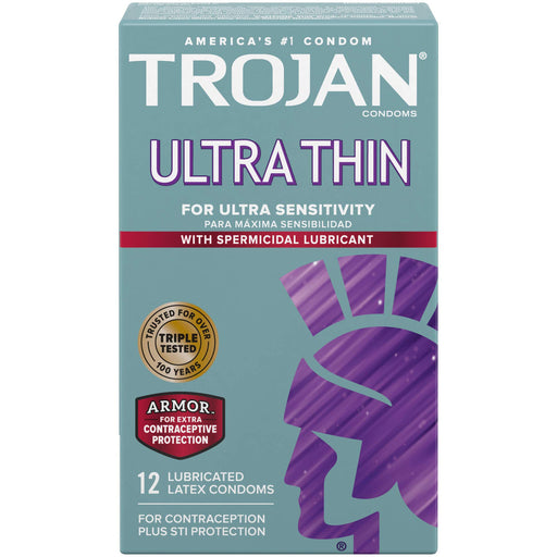 Trojan Trojan Condom Sensitivity Ultra Thin Spermicidal Lubricant 4 x 12 Condoms