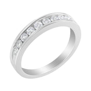 Bids.com 18K White Gold Round Diamond 1/2 Cttw Channel Band Ring Rings