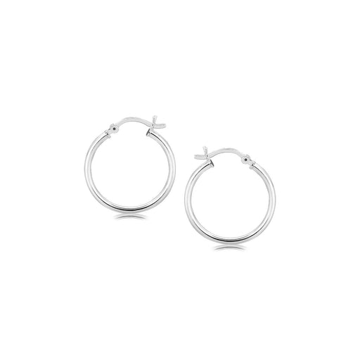 Bids.com Sterling Silver Polished Thin Hoop Earrings with Rhodium Plating (20mm) Earrings