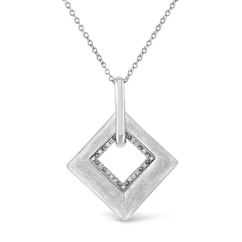 Bids.com .925 Sterling Silver Pave-Set Diamond Accent Kite Shape 18" Pendant Necklace (I-J Color, I1-I2 Clarity) Necklaces