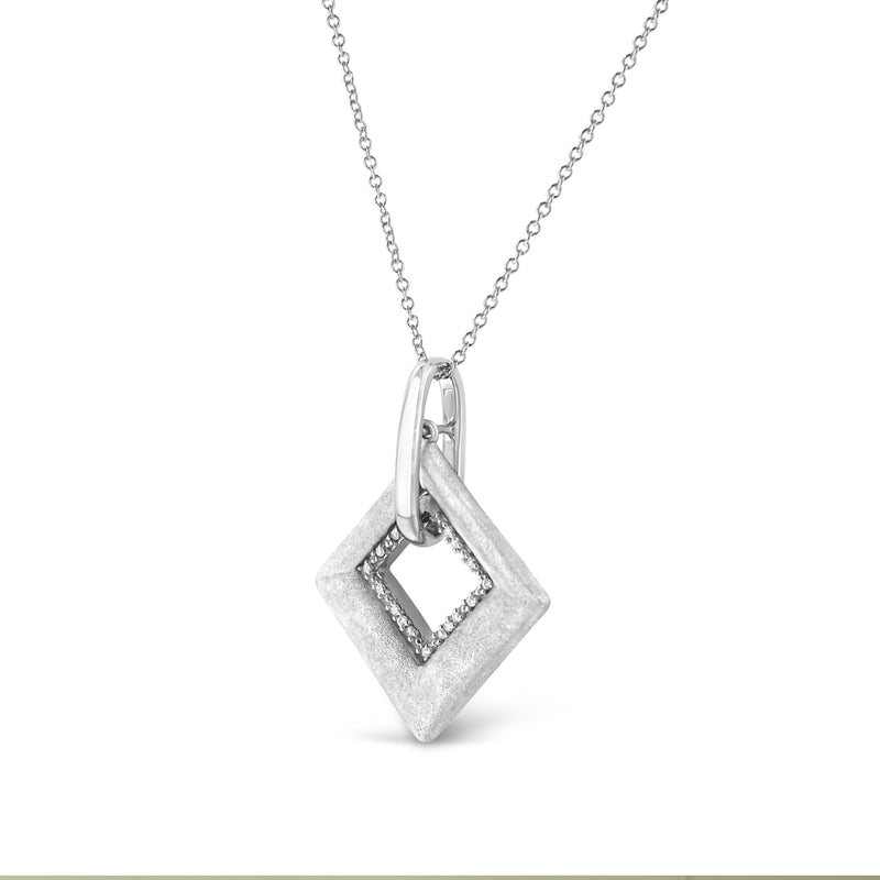 Bids.com .925 Sterling Silver Pave-Set Diamond Accent Kite Shape 18" Pendant Necklace (I-J Color, I1-I2 Clarity) Necklaces