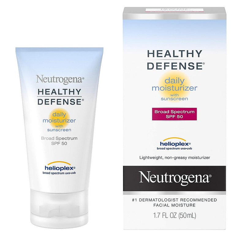 Neutrogena Neutrogena Healthy Defense Daily Moisturizer With Broad Spectrum SPF 50 Sunscreen, Vitamin E & Anti-Oxidants, Lightweight, Non-Greasy & Hypoallergenic, 1.7 Fl. Oz Lotion & Moisturizer White Smoke