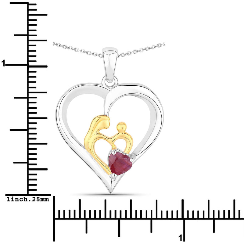 Bids.com 0.50 Carat Genuine Ruby .925 Sterling Silver Pendant Pendants