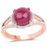 Bids.com 14K Rose Gold Plated 5.05 Carat Glass Filled Ruby .925 Sterling Silver Ring Rings