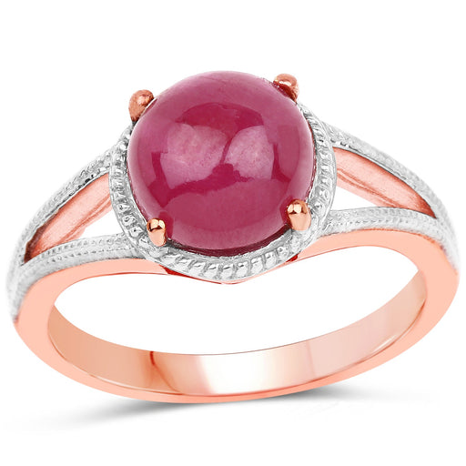 Bids.com 14K Rose Gold Plated 5.05 Carat Glass Filled Ruby .925 Sterling Silver Ring Rings