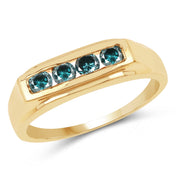 Bids.com 14K Yellow Gold Plated 0.48 Carat Genuine Blue Diamond .925 Sterling Silver Ring Rings