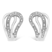Bids.com .925 Sterling Silver Pave-Set Diamond Accent Horseshoe Hoop Earring (I-J Color, I1-I2 Clarity) Earrings
