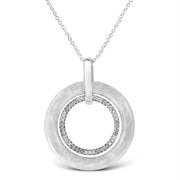 Bids.com .925 Sterling Silver Prong-Set Diamond Accent Satin Finished Double Circle 18" Pendant Necklace (I-J Color, I1-I2 Clarity) Necklaces