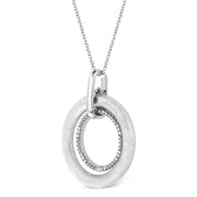 Bids.com .925 Sterling Silver Prong-Set Diamond Accent Satin Finished Double Circle 18" Pendant Necklace (I-J Color, I1-I2 Clarity) Necklaces