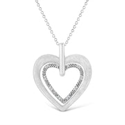Bids.com .925 Sterling Silver Prong-Set Diamond Accent Double Heart 18" Pendant Necklace (I-J Color, I1-I2 Clarity) Necklaces