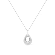 Bids.com .925 Sterling Silver Prong-Set Diamond Accent Fashion Double Drop Design 18" Pendant Necklace (I-J Color, I1-I2 Clarity) Necklaces