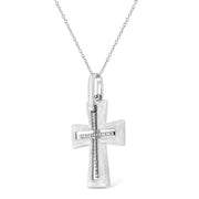Bids.com .925 Sterling Silver Prong-Set Diamond Accent Cross 18" Pendant Necklace (I-J Color, I1-I2 Clarity) Necklaces