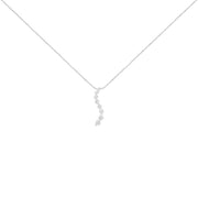 Bids.com AGS Certified 14k White Gold 3.0 Cttw Baguette and Brilliant Round-Cut Diamond Journey 18" Pendant Necklace (F-G Color, I1-I2 Clarity) Necklaces