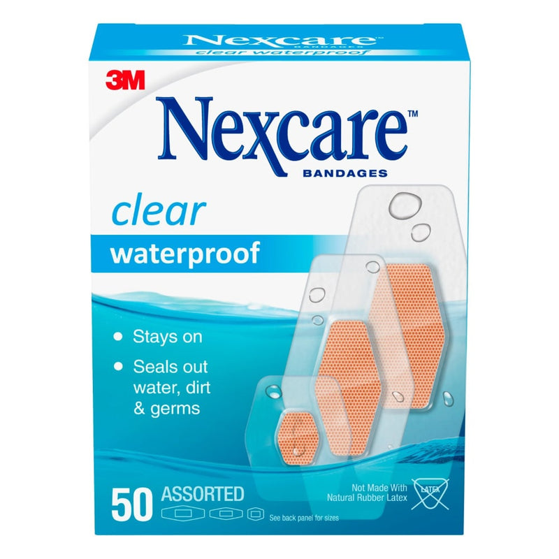 Nexcare Nexcare 3M Waterproof, Clear Bandages, Assorted Sizes, 50/Box Medical Tape & Bandages