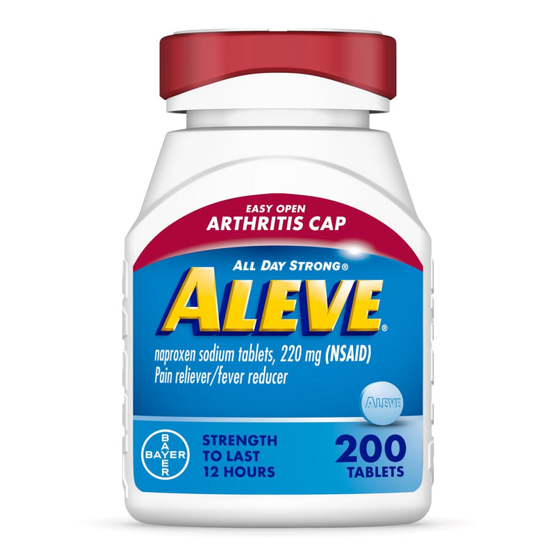 Aleve Aleve Pain Reliever & Fever Reducer, 220mg Naproxen Sodium, 200 Count with Easy Open Arthritis Cap Medicine & Drugs White Smoke