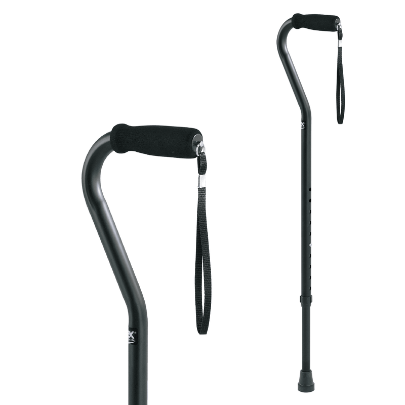 Carex Carex Adjustable Offset Aluminum Cane - Ergonomic Soft Grip - Black Canes & Walking Sticks White Smoke