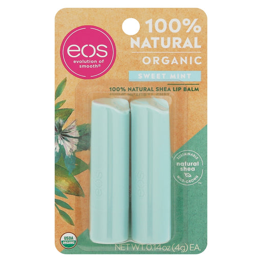 eos Eos 100% Natural Organic Sweet Mint Lip Balm 2Ea Lip Balms & Treatments Light Steel Blue