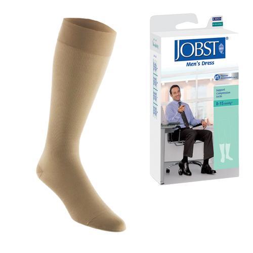 0 Jobst Men's Dress Knee High 8-15 Closed Toe Socks, Khaki, Large Medical