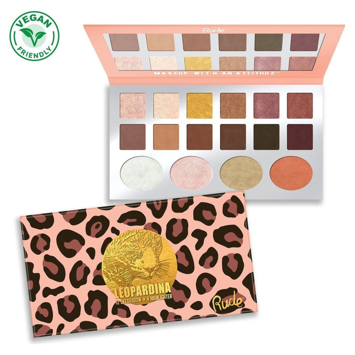 Rude Cosmetics - Rude Cosmetics - Leopardina 12 Eyeshadow + 4 Highlighter Palette Display Set, 24pcs