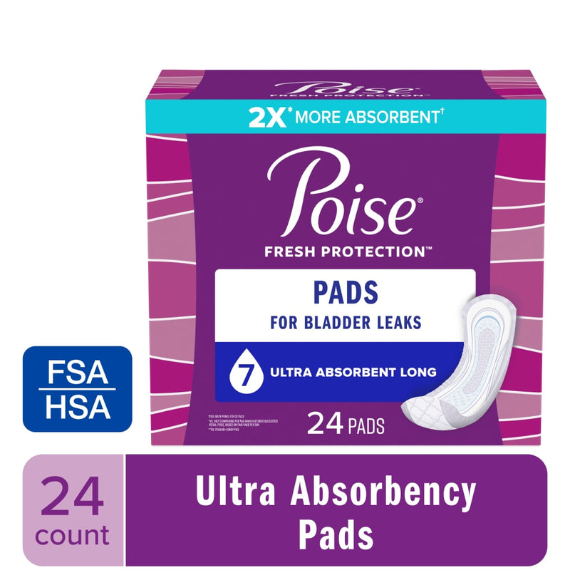 Poise Poise Long Incontinence & Postpartum Pads - 7 Drop Ultra Health & Beauty