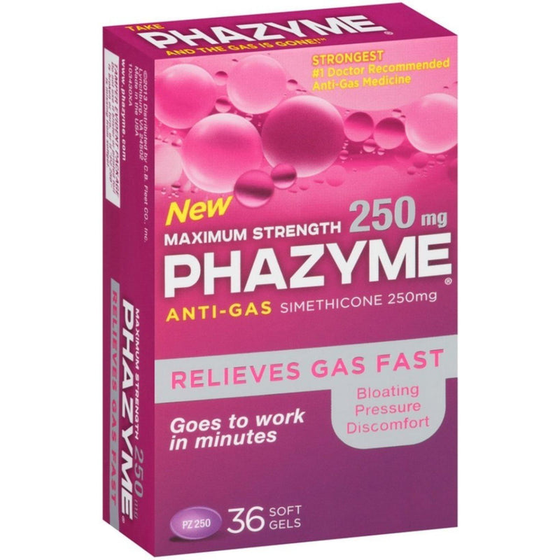 Phazyme Phazyme Maximum Strength Gas And Bloating Relief, 250 Mg Health & Beauty Maroon