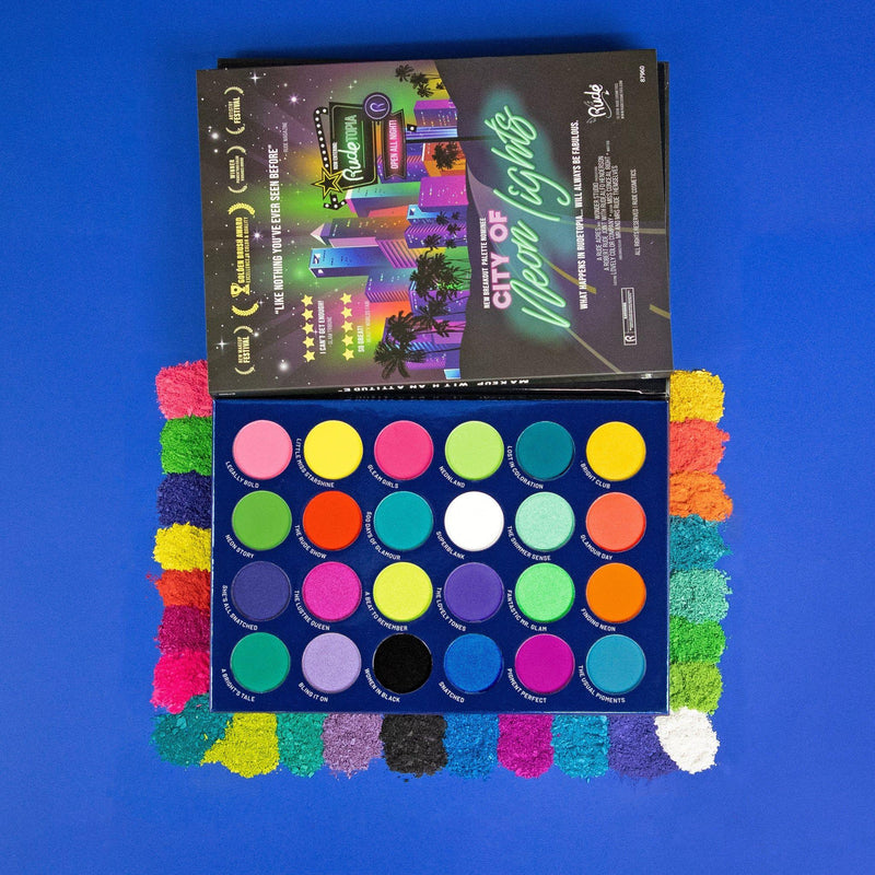 Rude Cosmetics City of Neon Lights - 24 Vibrant Pigment & Eyeshadow Palette Eyeshadow Palette