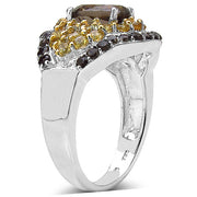 Bids.com 2.56 Carat Genuine Smoky Quartz & Citrine .925 Sterling Silver Ring Rings