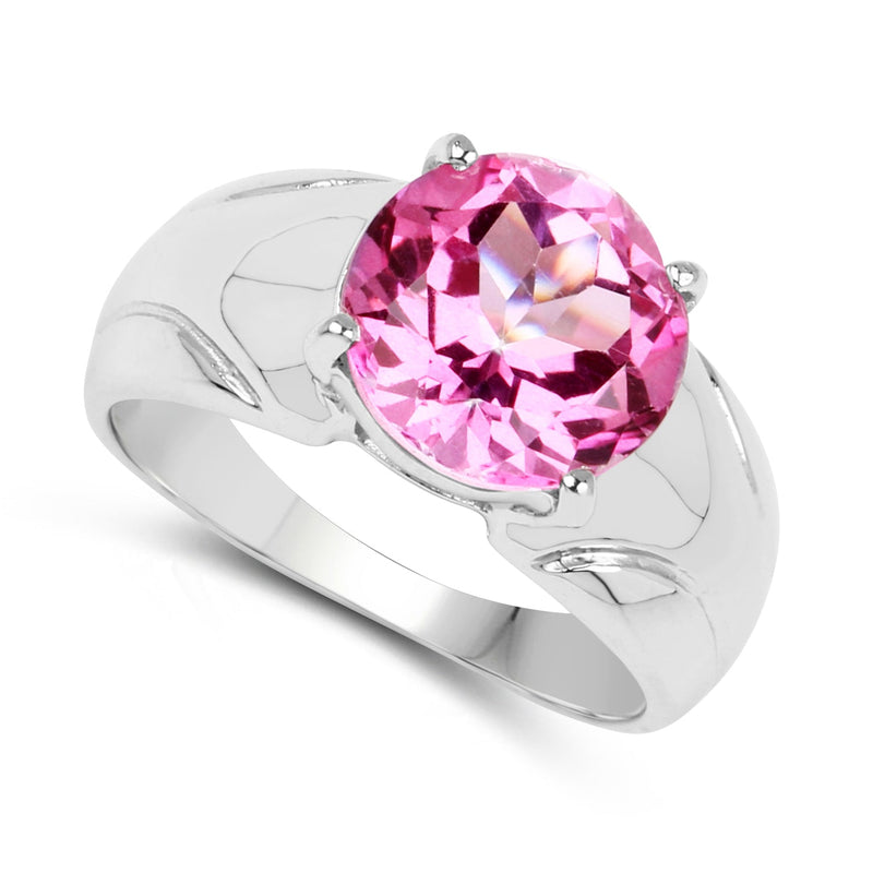 Bids.com 4.55 Carat Genuine Pink Topaz .925 Sterling Silver Ring Rings