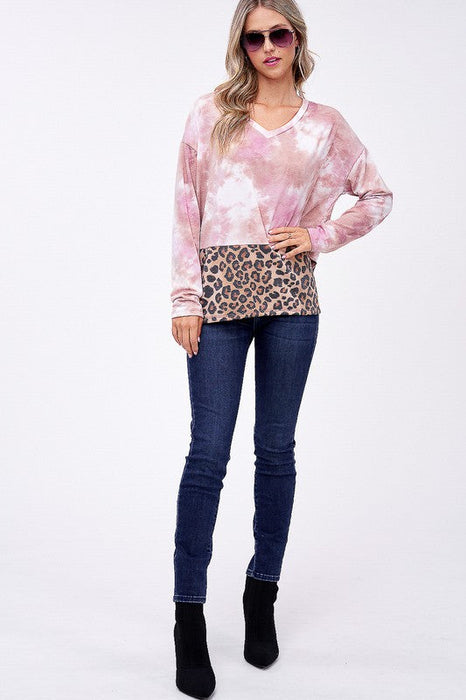 Plus Cloud Tie Dye Cheetah Boxy Top