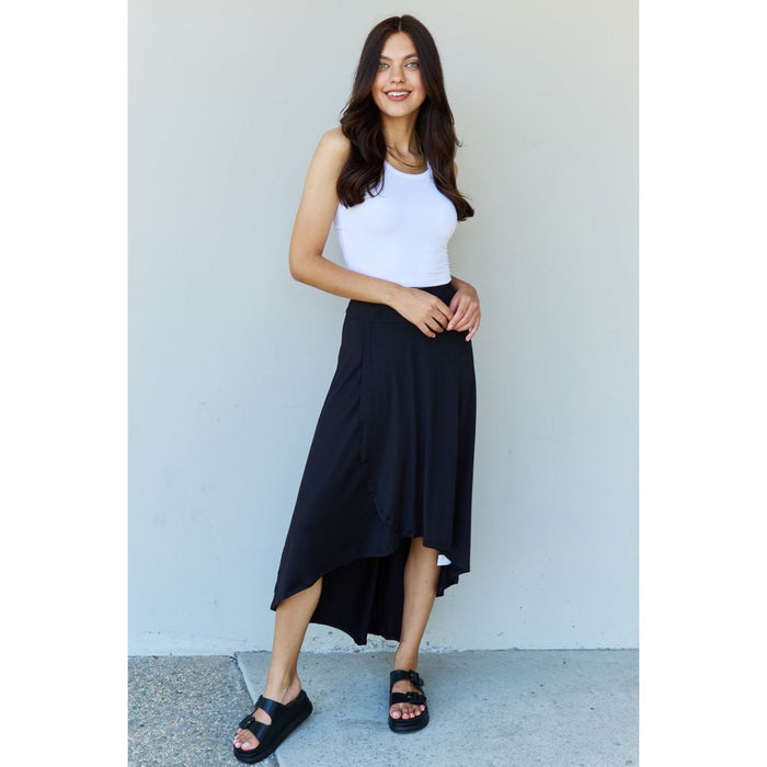 High Waisted Flare Maxi Skirt in Black