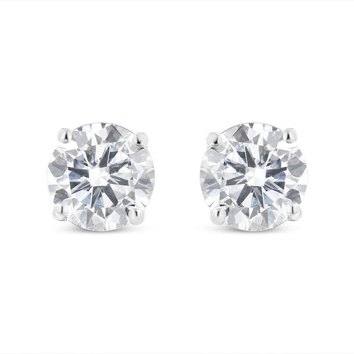 Bids.com 14K White Gold 1-1/2 Cttw Round Brilliant-Cut Near Colorless Diamond Classic 4-Prong Stud Earrings with Screw Backs (H-I Color, SI1-SI2 Clarity) Earrings