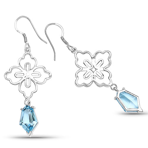 Bids.com 12.82 Carat Genuine Swiss Blue Topaz .925 Sterling Silver Earrings Earrings