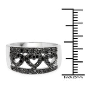 Bids.com 0.32 Carat Genuine Black Diamond .925 Sterling Silver Ring Rings