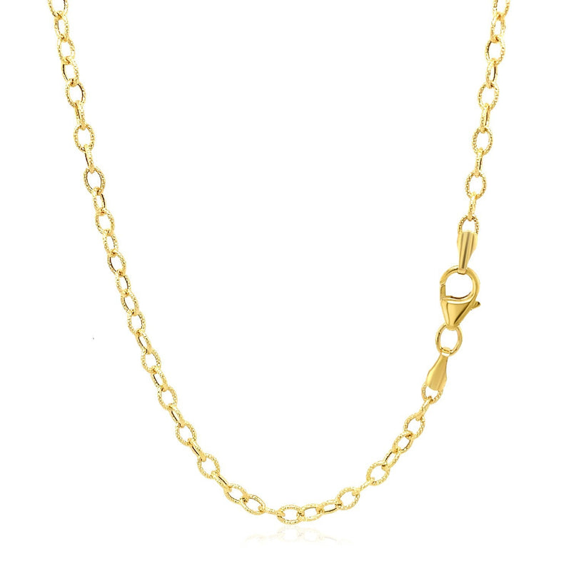 Bids.com 2.5mm 14k Yellow Gold Pendant Chain with Textured Links Necklaces