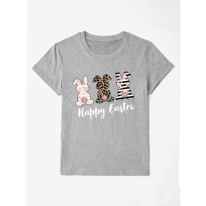 Happy Easter Round Neck Short Sleeve T-Shirt