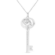 Bids.com .925 Sterling Silver Diamond Accent Virgo Zodiac Key 18" Pendant Necklace (K-L Color, I1-I2 Clarity) Necklaces