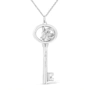 Bids.com .925 Sterling Silver Diamond Accent Virgo Zodiac Key 18" Pendant Necklace (K-L Color, I1-I2 Clarity) Necklaces