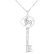Bids.com .925 Sterling Silver Diamond Accent Virgo Zodiac Key 18" Pendant Necklace (K-L Color, I1-I2 Clarity) Necklaces