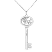 Bids.com .925 Sterling Silver Diamond Accent Virgo Zodiac Key 18" Pendant Necklace (K-L Color, I1-I2 Clarity) Necklaces