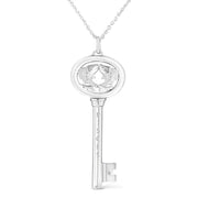 Bids.com .925 Sterling Silver Diamond Accent Virgo Zodiac Key 18" Pendant Necklace (K-L Color, I1-I2 Clarity) Necklaces