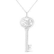 Bids.com .925 Sterling Silver Diamond Accent Virgo Zodiac Key 18" Pendant Necklace (K-L Color, I1-I2 Clarity) Necklaces