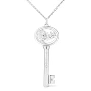 Bids.com .925 Sterling Silver Diamond Accent Virgo Zodiac Key 18" Pendant Necklace (K-L Color, I1-I2 Clarity) Necklaces