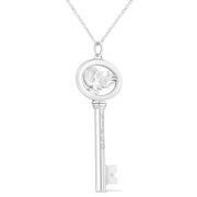 Bids.com .925 Sterling Silver Diamond Accent Virgo Zodiac Key 18" Pendant Necklace (K-L Color, I1-I2 Clarity) Necklaces