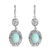 Bids.com .925 Sterling Silver Chalcedony Diamond Accent Drop and Dangle Earring (K-L Color, I1-I2 Clarity) Earrings